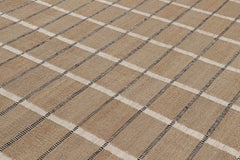 Rug & Kilim’s Scandinavian Style Rug in Beige-Brown with White and Blue Stripes