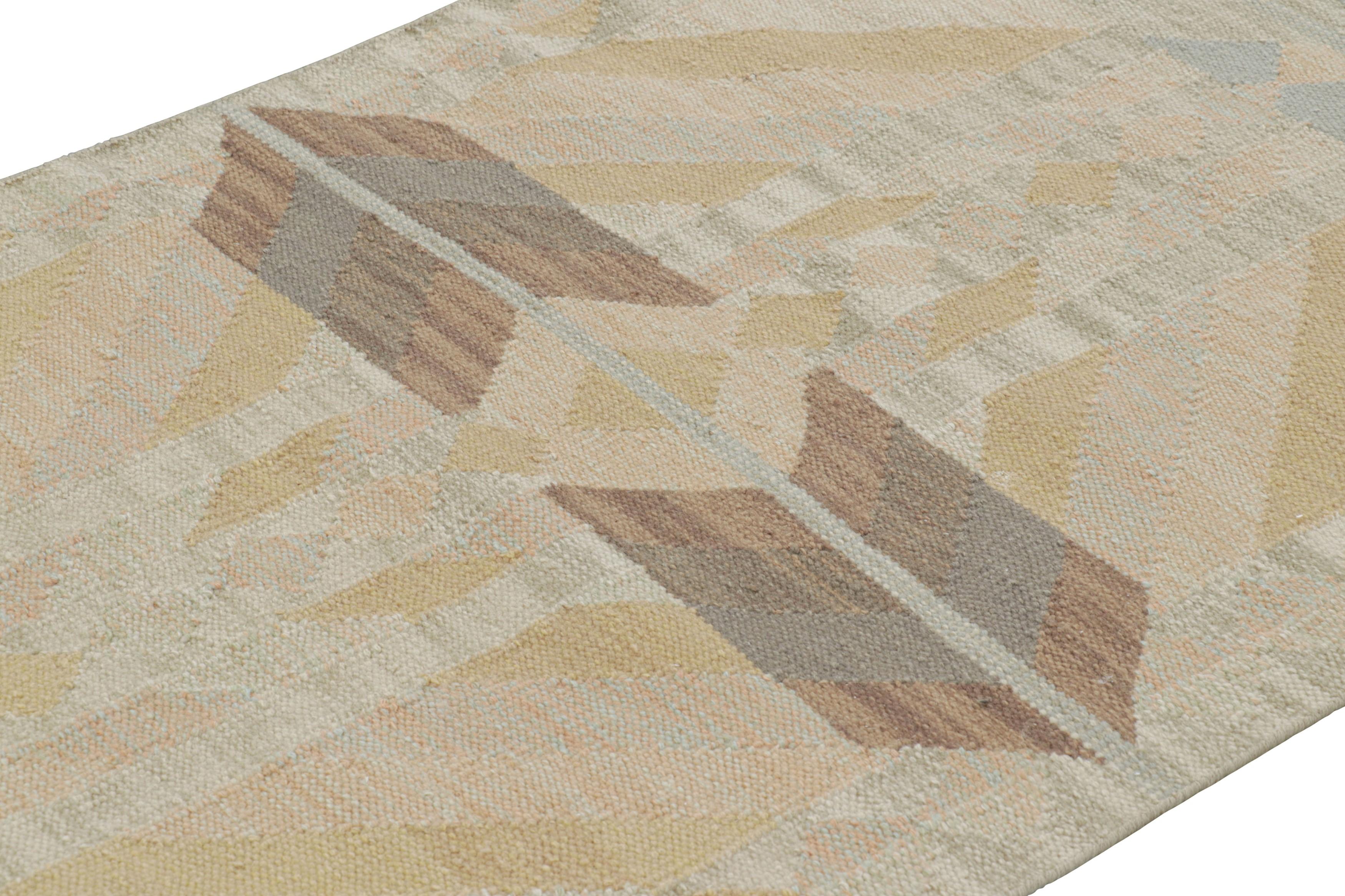 Fabricada con lana tejida a mano, esta alfombra contemporánea de 4x6 es una nueva y emocionante incorporación a la colección de alfombras escandinavas de Rug & Kilim: una reinvención contemporánea del minimalismo sueco y de las alfombras y tejidos