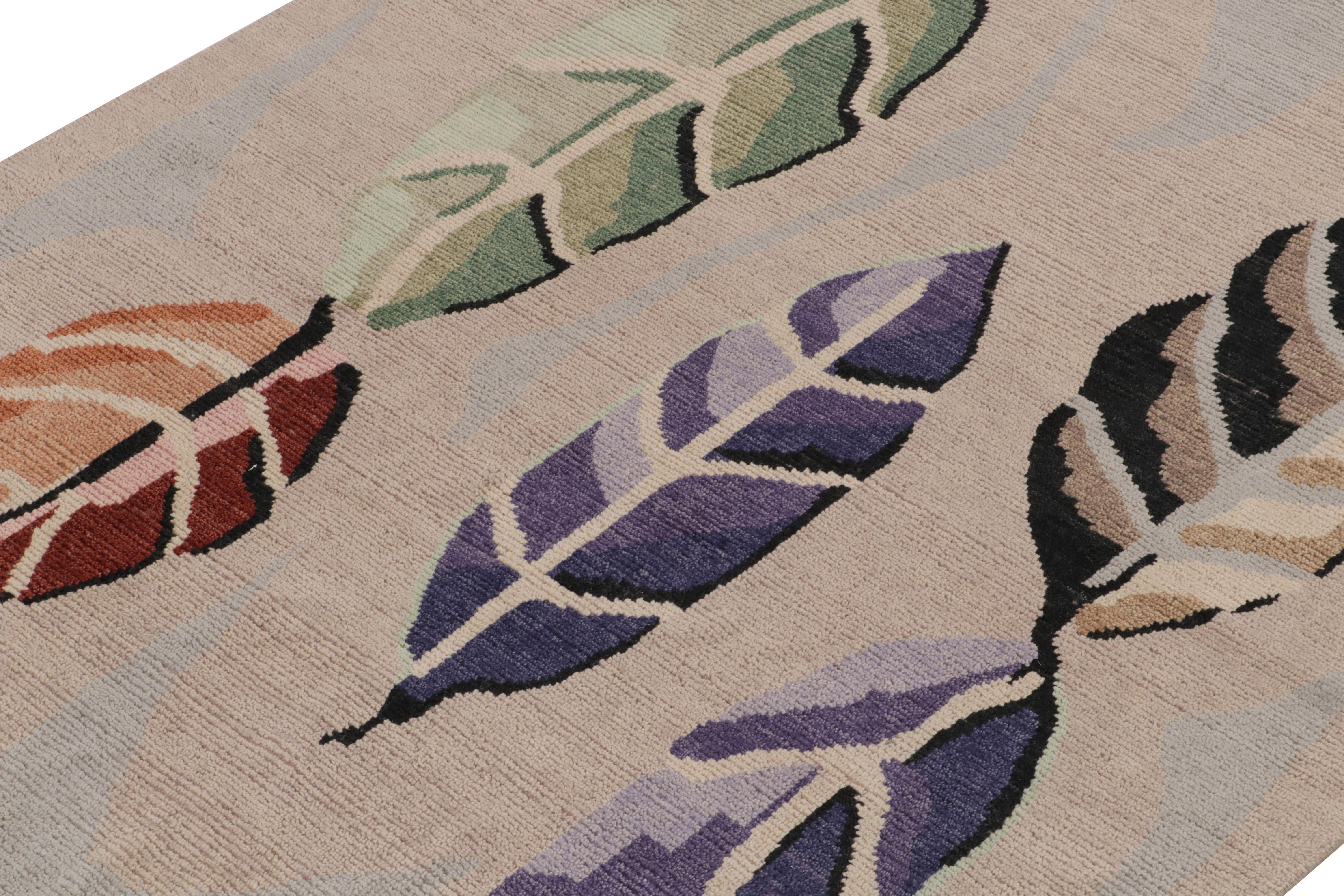 Indiano Tappeto in stile scandinavo Rug & Kilim in beige, motivo floreale multicolore in vendita