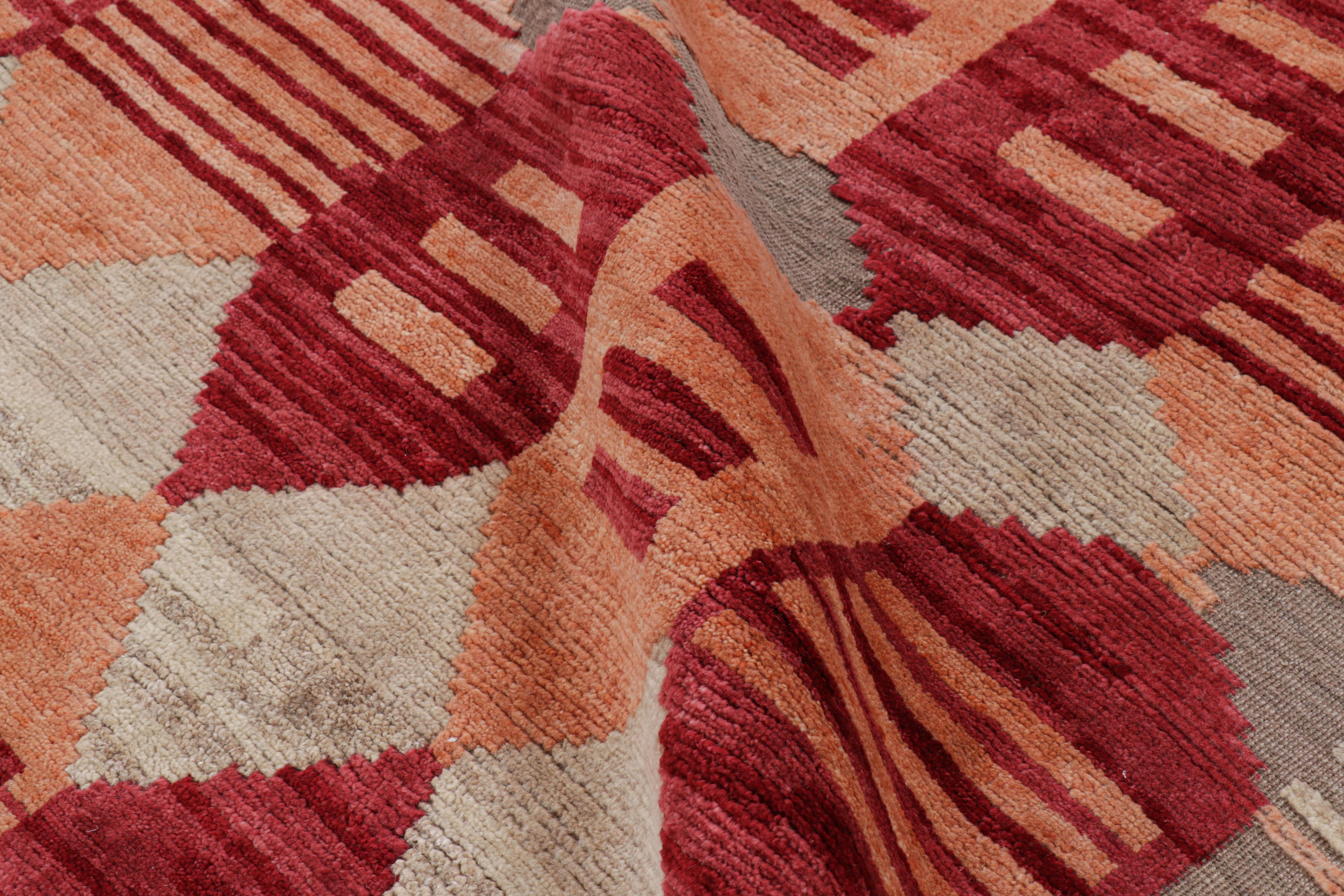 Rug & Kilim’s Scandinavian Style Rug in Beige, Red and Orange Geometric Patterns In New Condition For Sale In Long Island City, NY