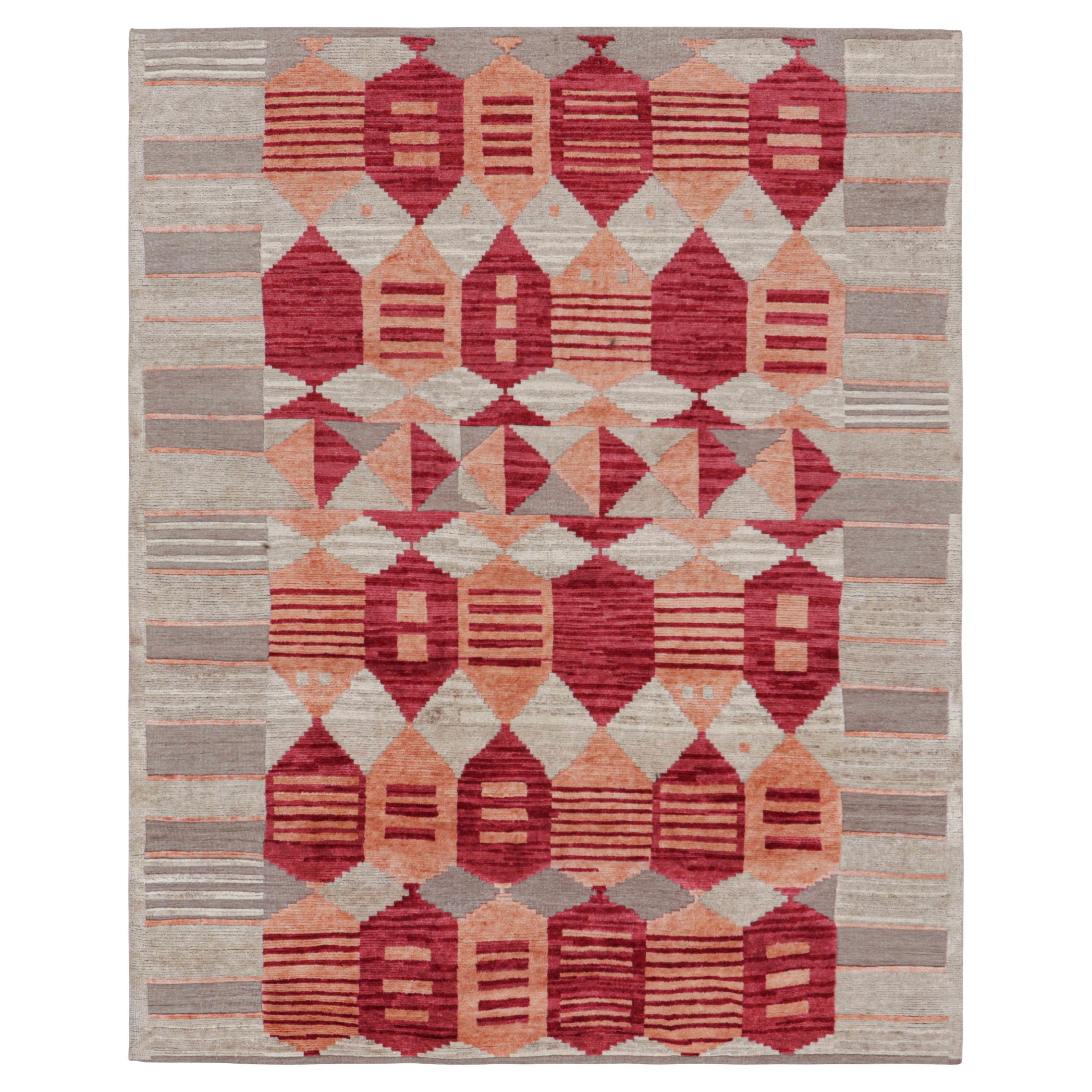 Rug & Kilim’s Scandinavian Style Rug in Beige, Red and Orange Geometric Patterns