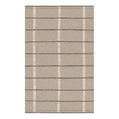 Rug 
Kilim
s Teppich im skandinavischen Stil in Beige mit schwarzen und weißen Streifen