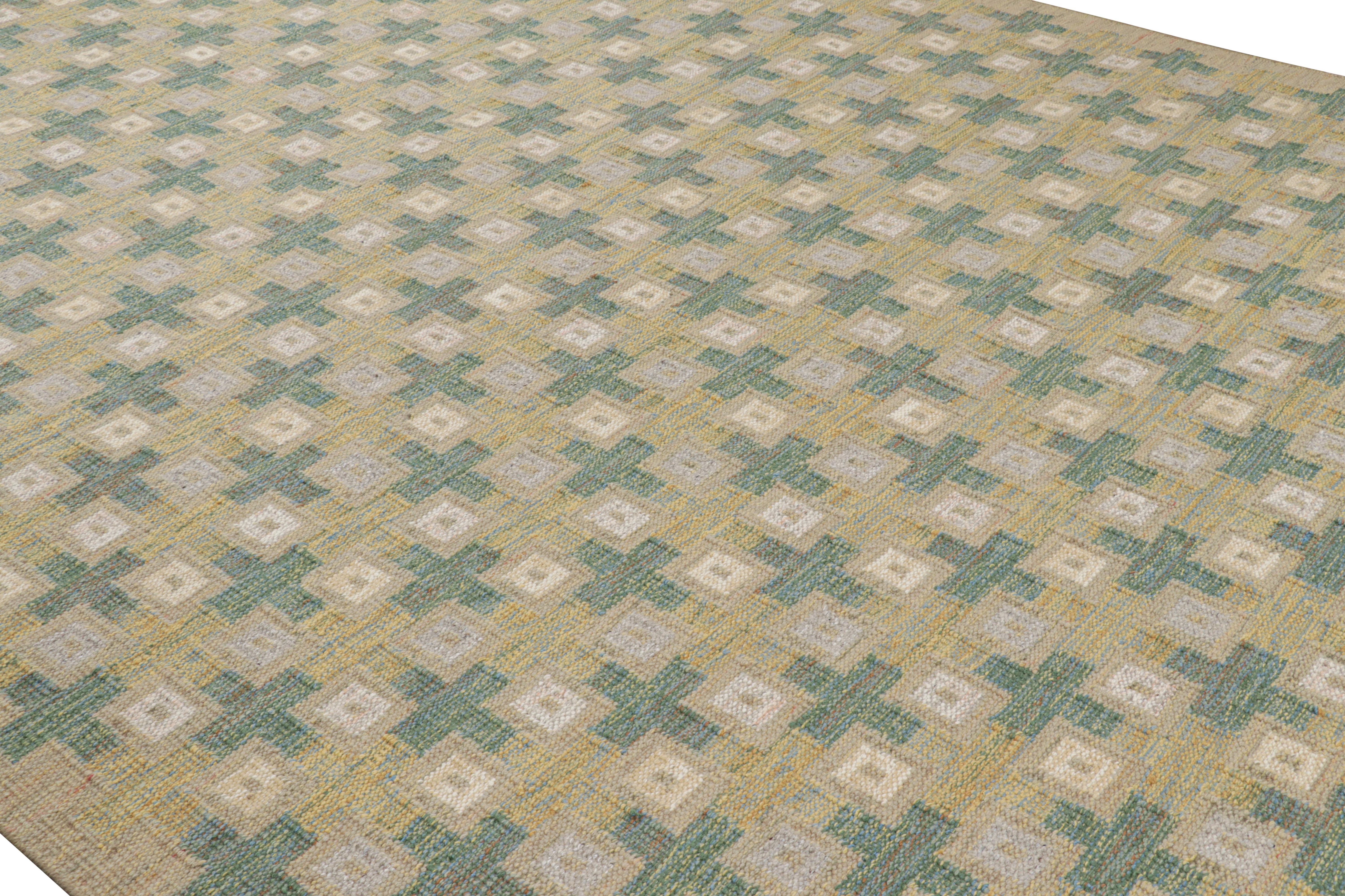 This 10x14 Scandinavian kilim, hand woven in wool, from our celebrated flat weave texture of the titular, award-winning collection, enjoys the finesse of Swedish aesthetics with a geometric pattern. 

On the design: 

Admirers of the craft may