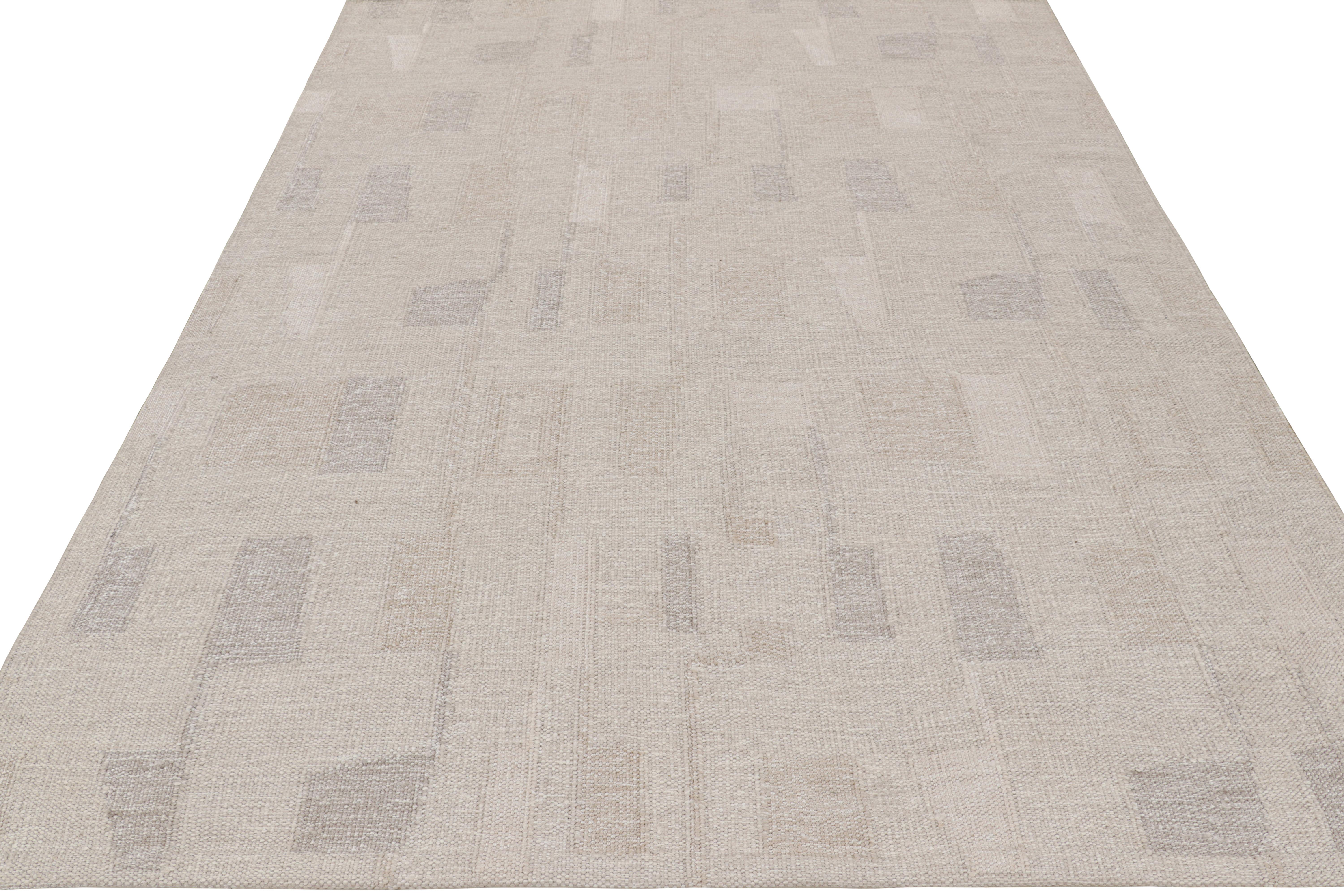 Indiano Tappeto in stile scandinavo Rug & Kilim in beige con motivi geometrici colorati in vendita