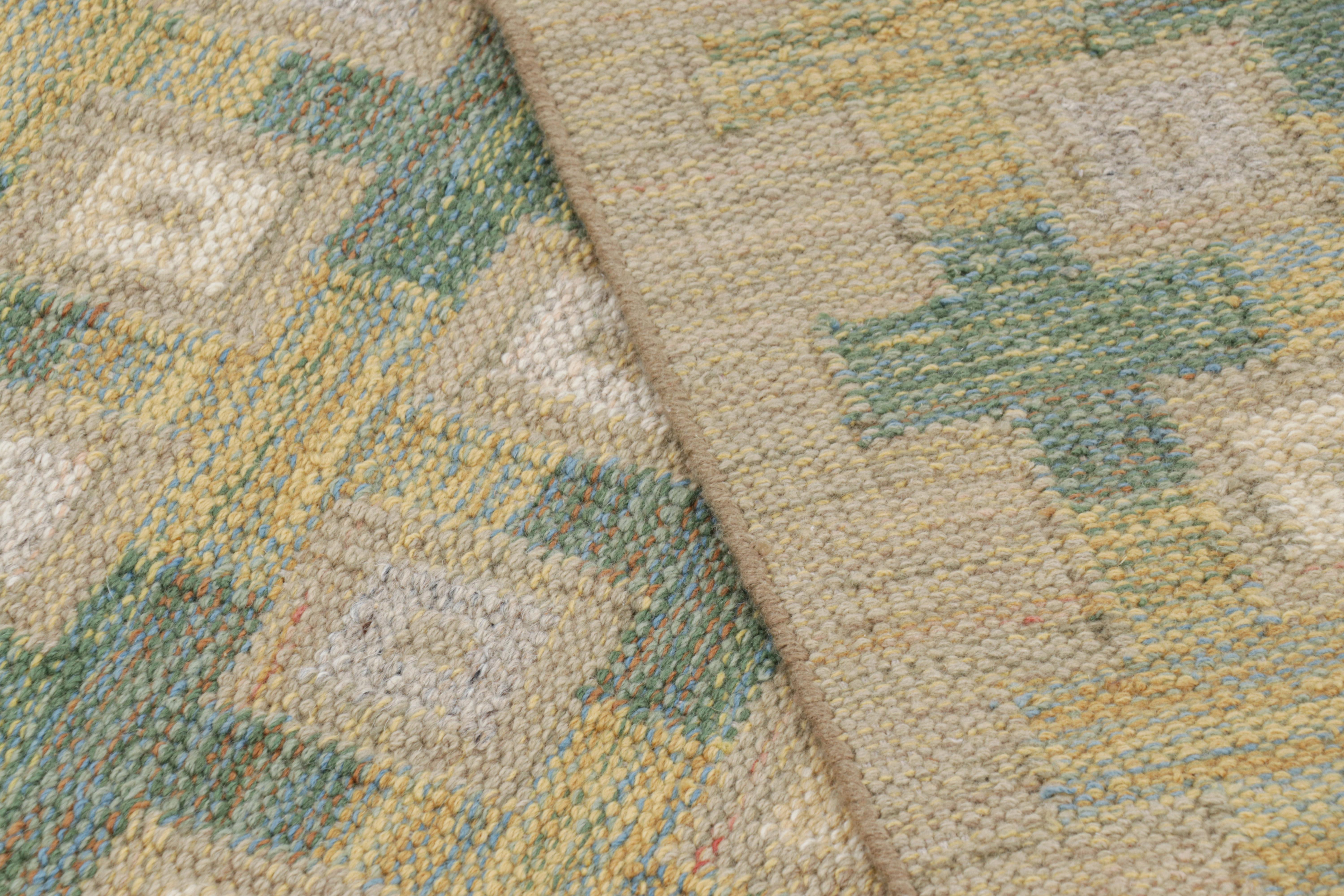 Contemporary Rug & Kilim’s Scandinavian Style Rug in Beige with Colorful Geometric Patterns For Sale