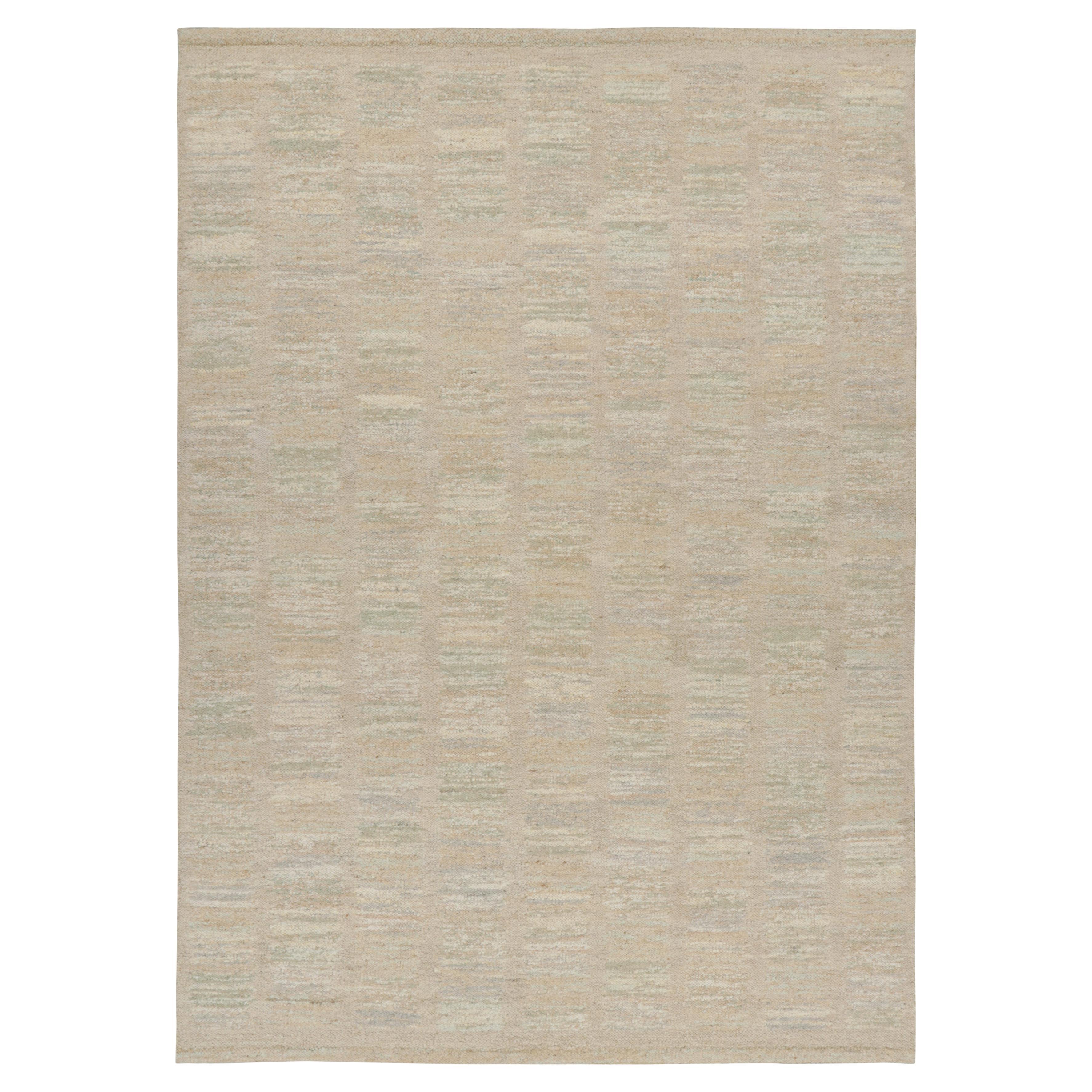 Rug & Kilim’s Scandinavian Style Rug in Beige, with Colorful Geometric Patterns For Sale