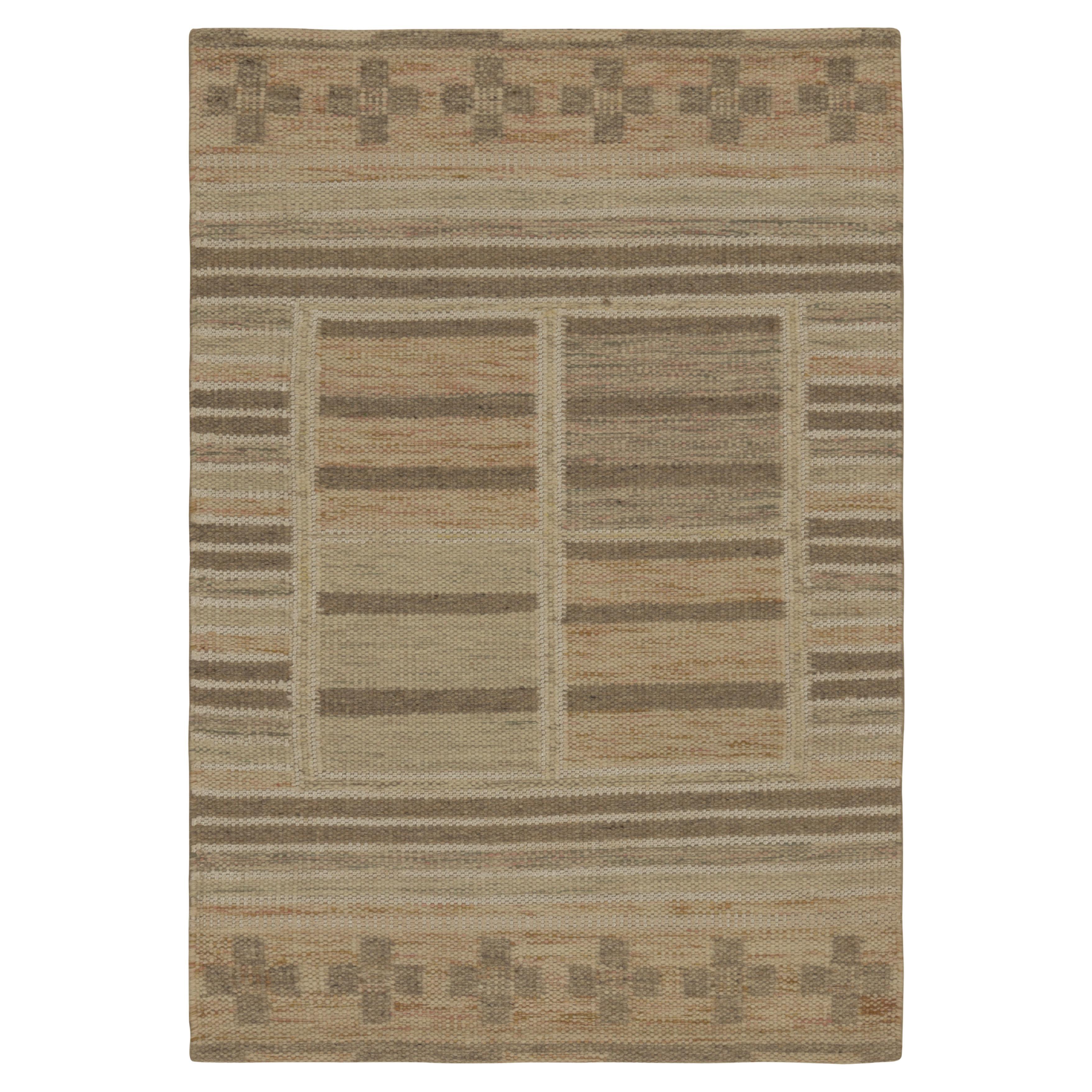 Rug & Kilim’s Scandinavian Style Rug in Beige, with Colorful Geometric Patterns For Sale