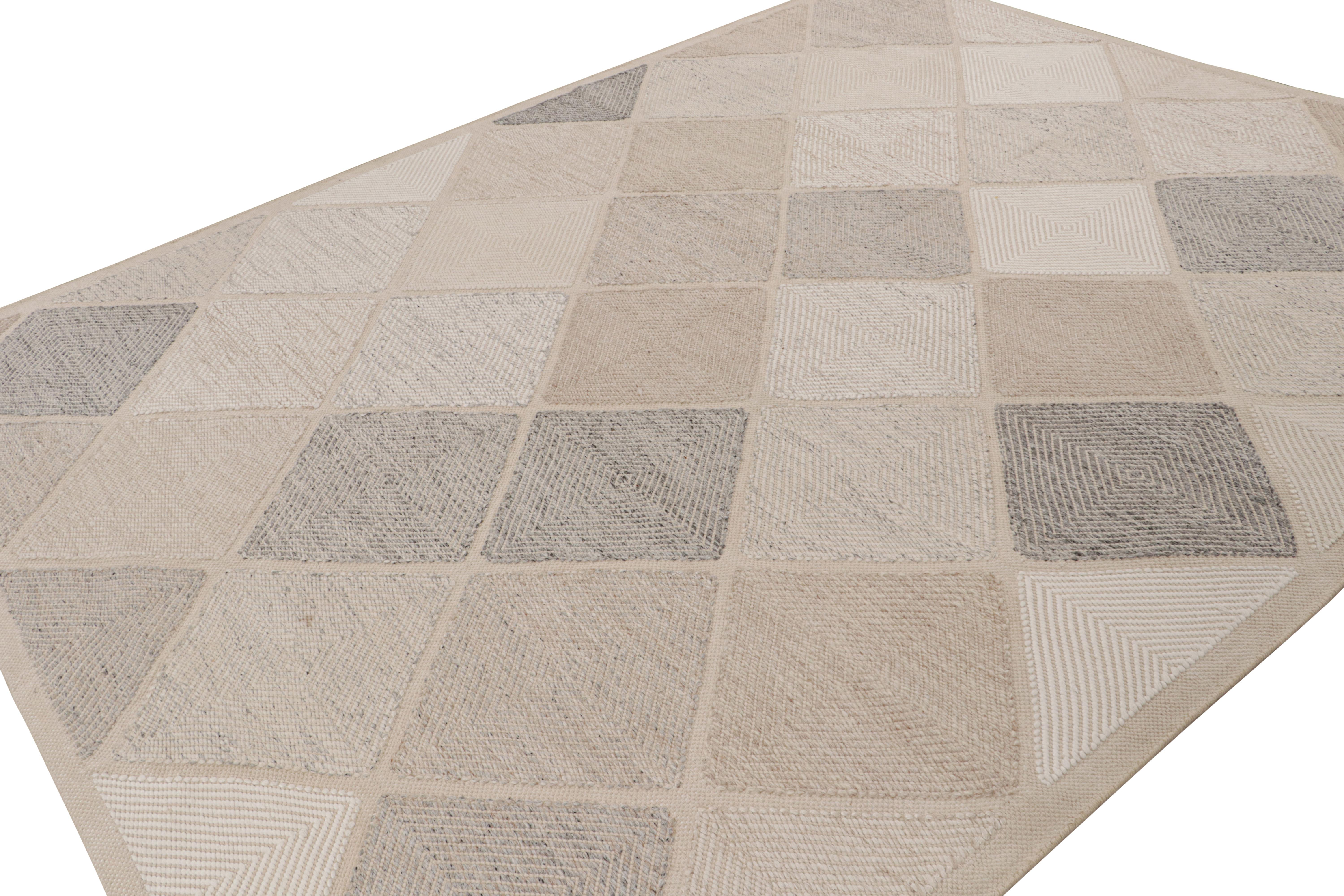 Hand-knotted in wool, this 8x11 Scandinavian rug represents a unique line in our collection with some inspiration from Moroccan rugs in its diamond patterns.  

On the design: 

This Scandinavian masterpiece is an especially well-received line of