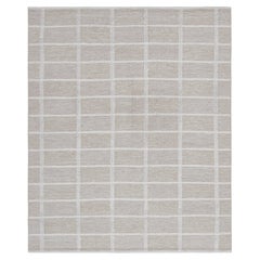Rug & Kilim's Teppich im skandinavischen Stil in Beige mit grauen und weißen Gittermustern