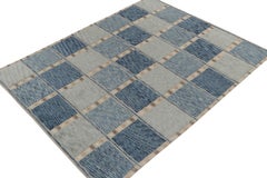 Rug & Kilim’s Scandinavian Style Rug in Blue and Beige-Brown Geometric Patterns