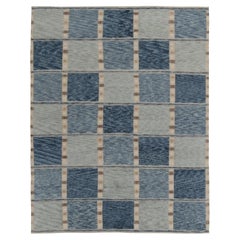 Teppich &amp;amp; Kilims Skandinavischer Stil Teppich in Blau und Beige-Brown mit geometrischen Mustern