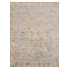 Rug & Kilim's Teppich im skandinavischen Stil in Blau und Beige-Braun mit geometrischen Mustern
