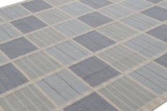 Rug & Kilim’s Scandinavian Style Rug in Blue and Beige with Geometric Patterns