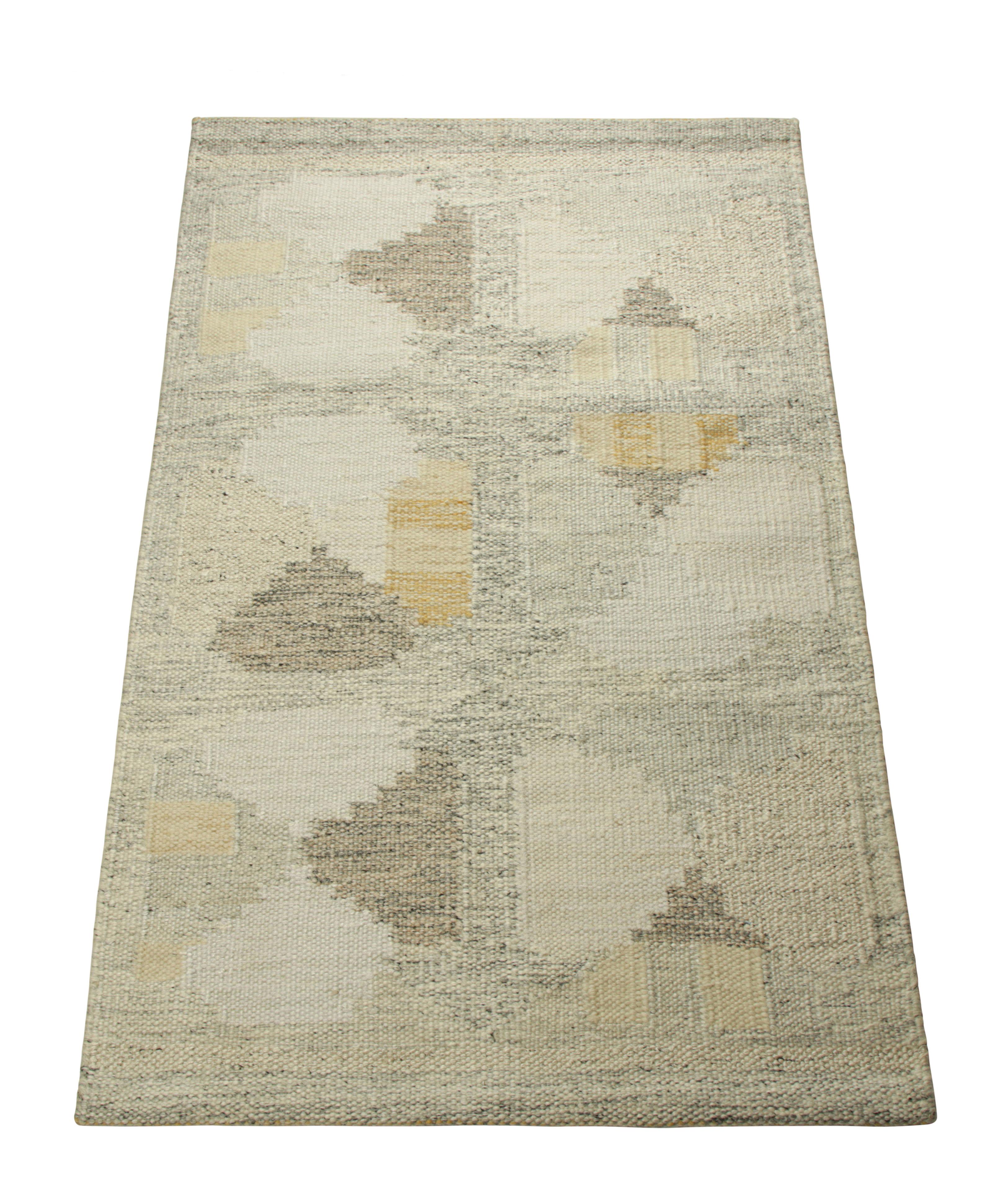 Indiano Tappeto in stile scandinavo Rug & Kilim in blu e beige, con motivi geometrici in vendita