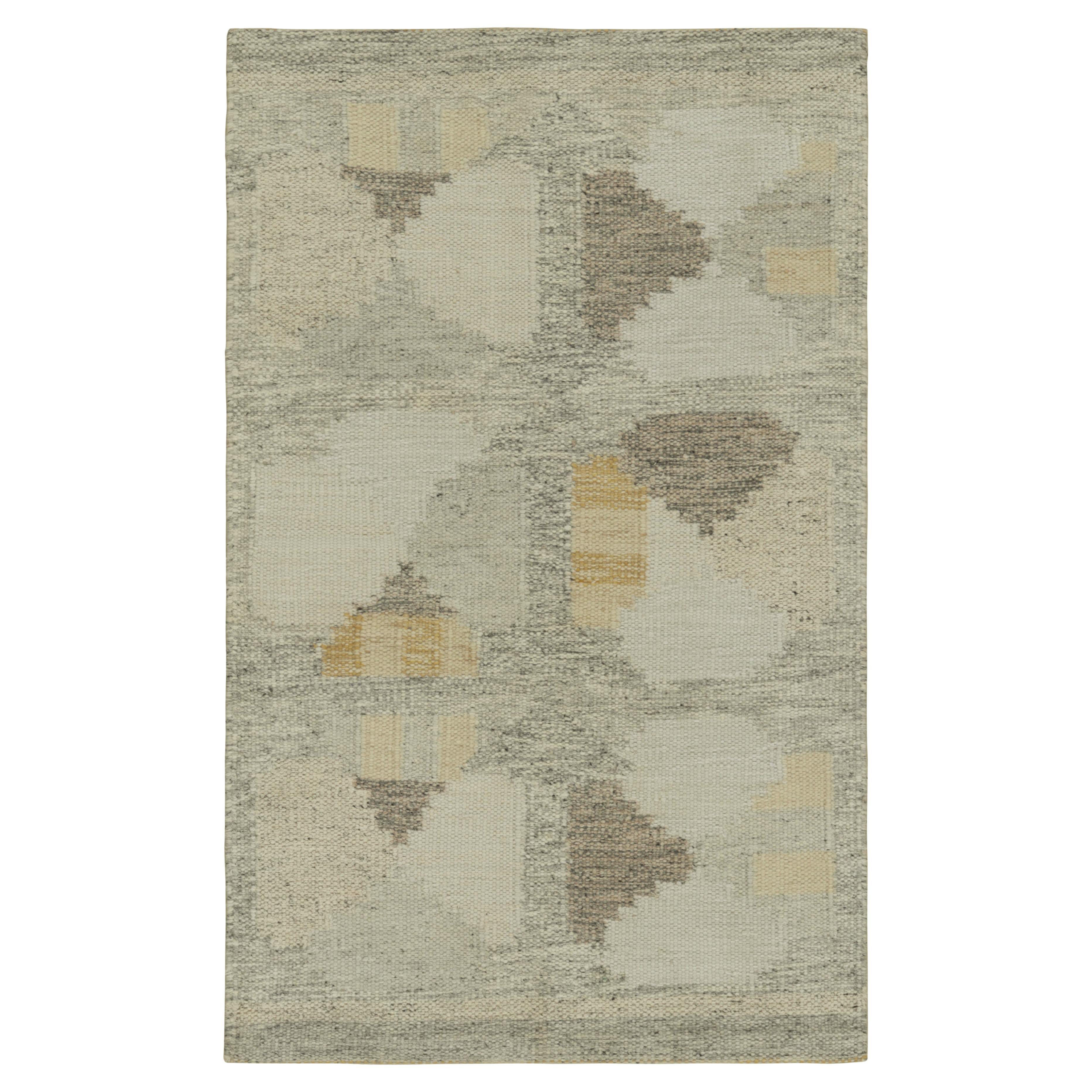 Rug & Kilim’s Scandinavian Style Rug in Blue and Beige, with Geometric Patterns For Sale
