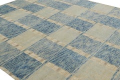 Rug & Kilim’s Scandinavian Style Rug in Blue and Cream with Geometric Patterns