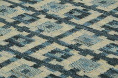 Rug & Kilim’s Scandinavian Style Rug in Blue and Cream with Geometric Patterns