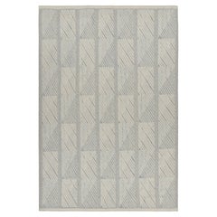 Rug & Kilim’s Scandinavian Style Rug in Blue and Gray Geometric Patterns