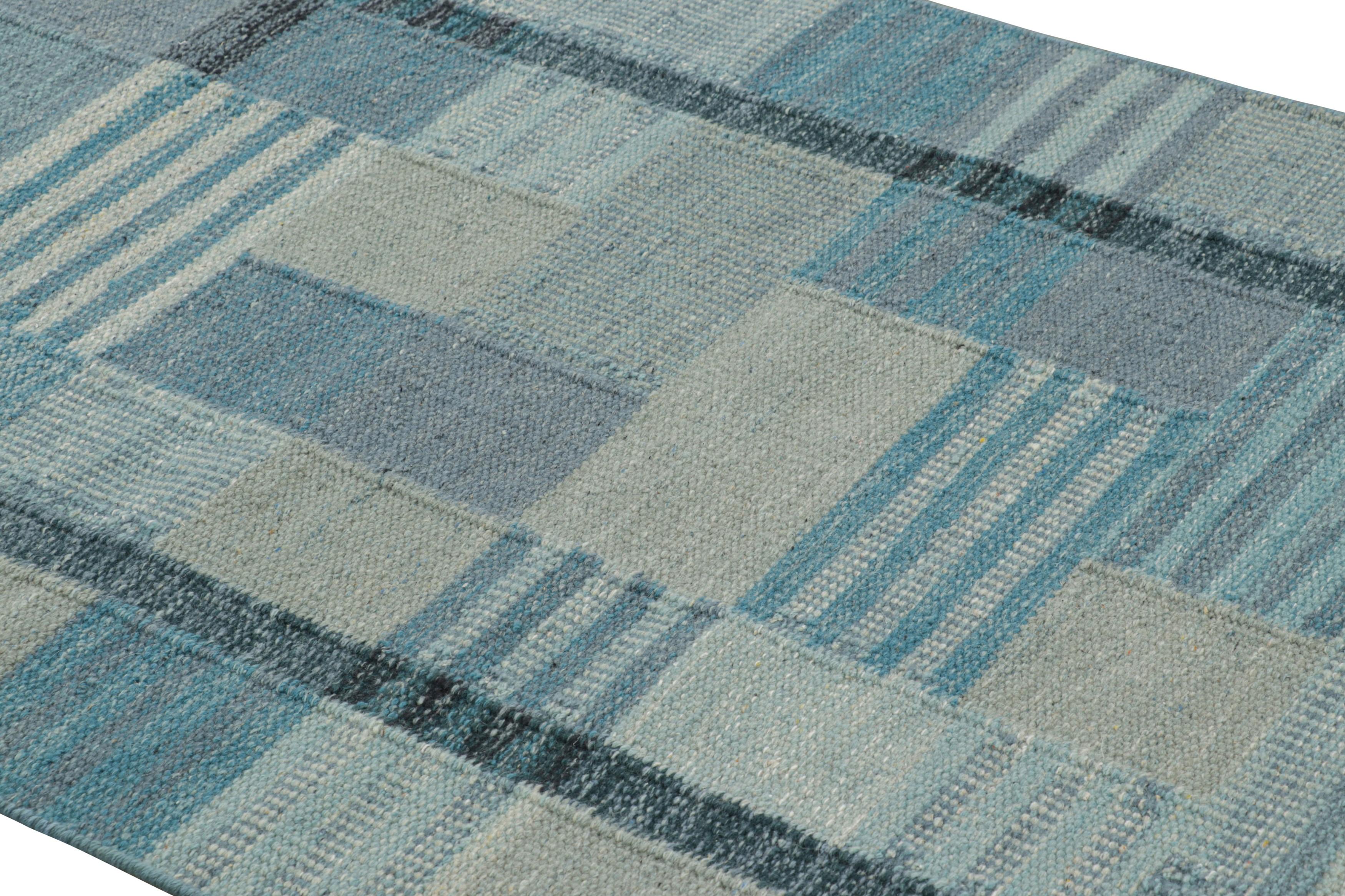 Dieser handgewebte Wollteppich in der Größe 4x6 ist eine aufregende neue Ergänzung der skandinavischen Teppichkollektion von Rug & Kilim - eine zeitgenössische Neuinterpretation des schwedischen Minimalismus und der Vintage-Teppiche und Textilien