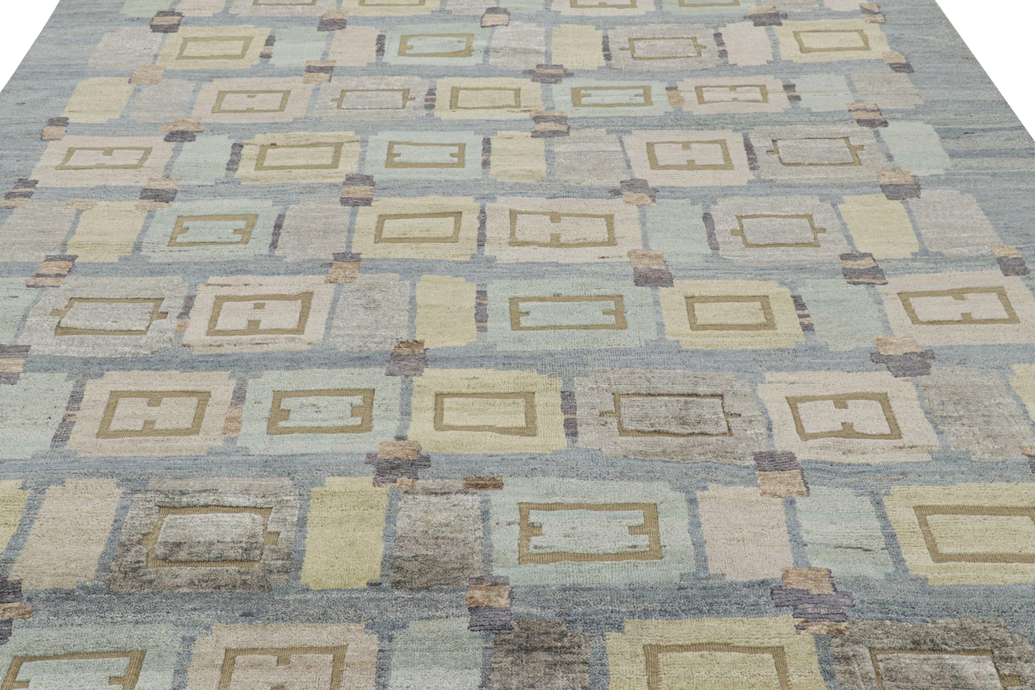 Fabriqué en laine nouée à la main, ce tapis 8x11 est un nouvel ajout à la collection de tapis scandinaves de Rug & Kilim - une réimagination contemporaine du minimalisme suédois et des tapis et textiles vintage des traditions Rollakan et Rya.

Sur