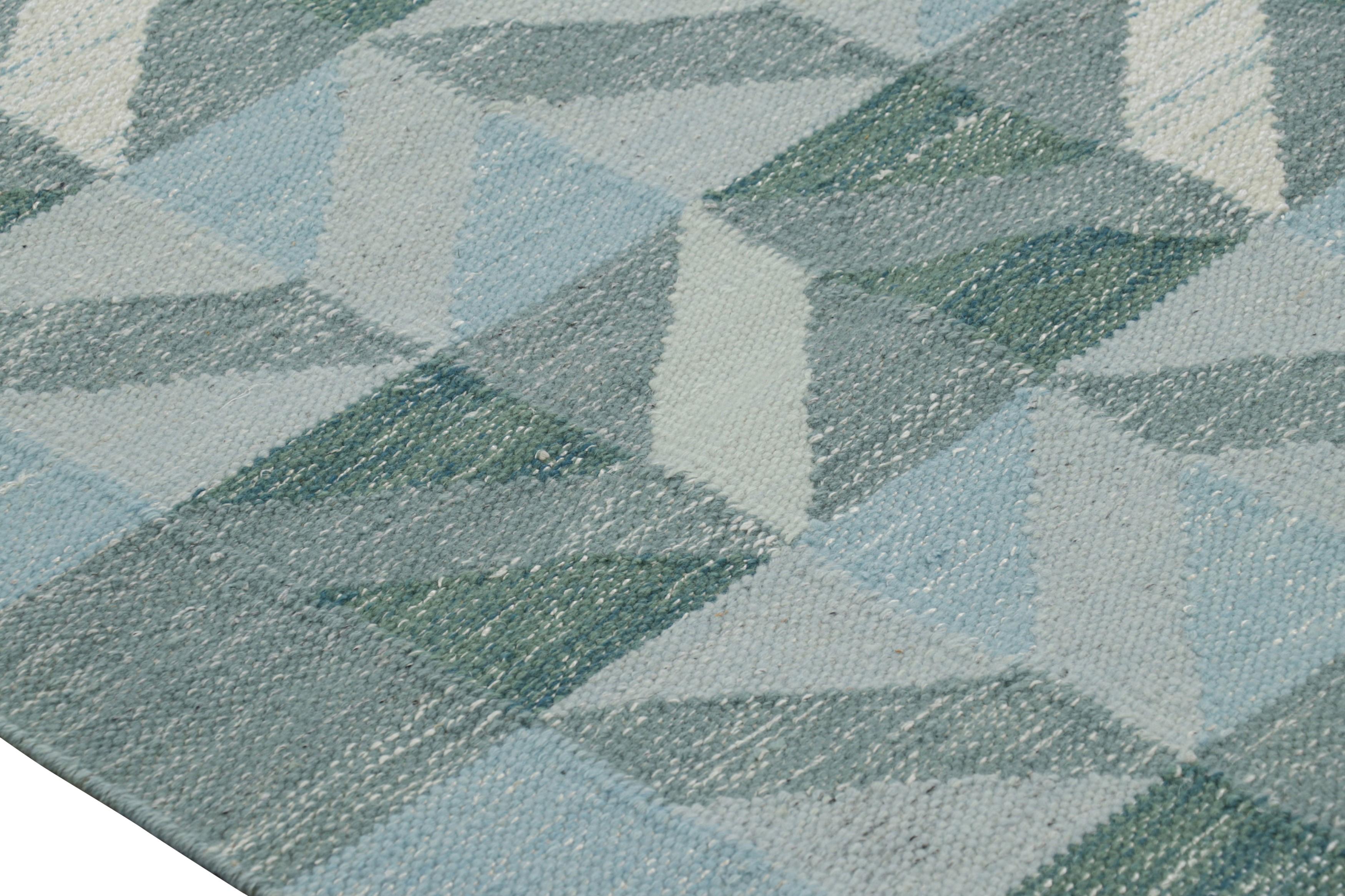 Rug & Kilim’s Scandinavian Style Rug in Blue and Gray with Geometric Patterns In New Condition For Sale In Long Island City, NY