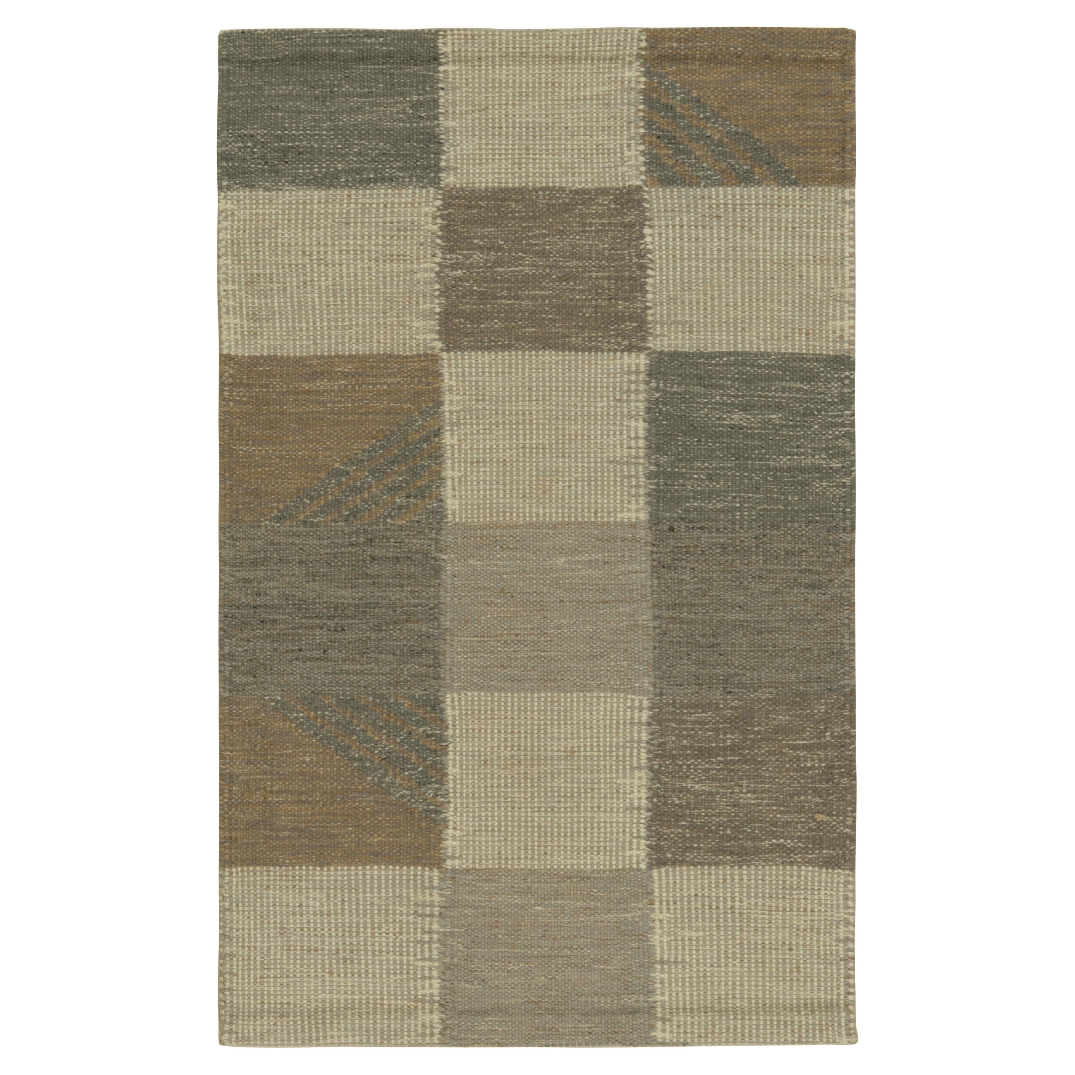Rug & Kilim’s Scandinavian Style Rug in Blue and Gray, with Geometric Patterns For Sale