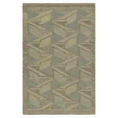 Rug & Kilim’s Scandinavian Style Rug in Blue and Gray, with Geometric Patterns