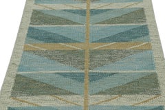 Rug & Kilim’s Scandinavian Style Rug in Blue and Green with Chevron Patterns