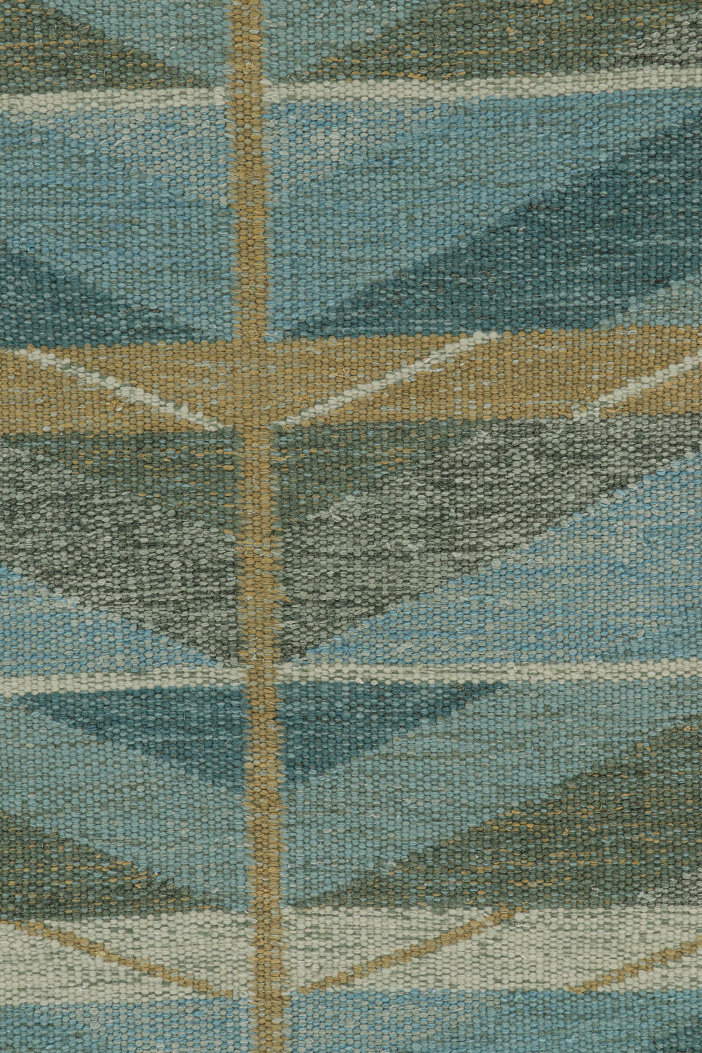 Rug & Kilim’s Scandinavian Style Rug in Blue and Green with Chevron Patterns In New Condition For Sale In Long Island City, NY