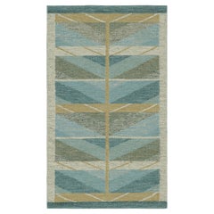 Rug & Kilim - Tappeto in stile scandinavo in blu e verde con motivi Chevron