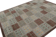 Rug & Kilim’s Scandinavian Style Rug in Blue and Green with Geometric Patterns