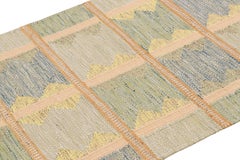 Rug & Kilim's Scandinavian Style Rug in Blue and Green with Geometric Patterns