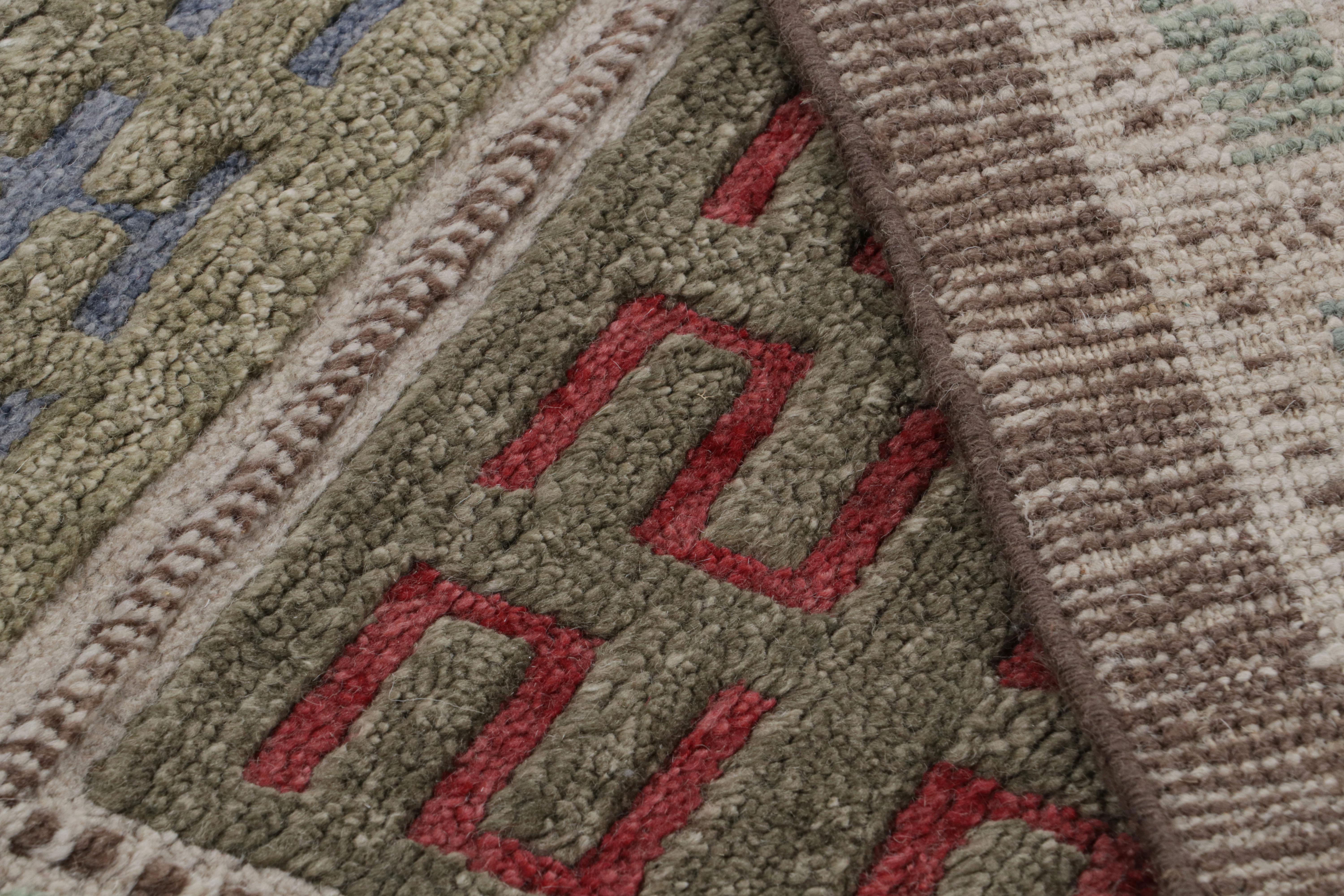 XXI secolo e contemporaneo Rug & Kilim - Tappeto in stile scandinavo in blu e verde con motivi geometrici in vendita