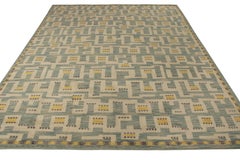 Teppich & Kilims Skandinavischer Stil Teppich in Blau und Gelb mit geometrischem Muster