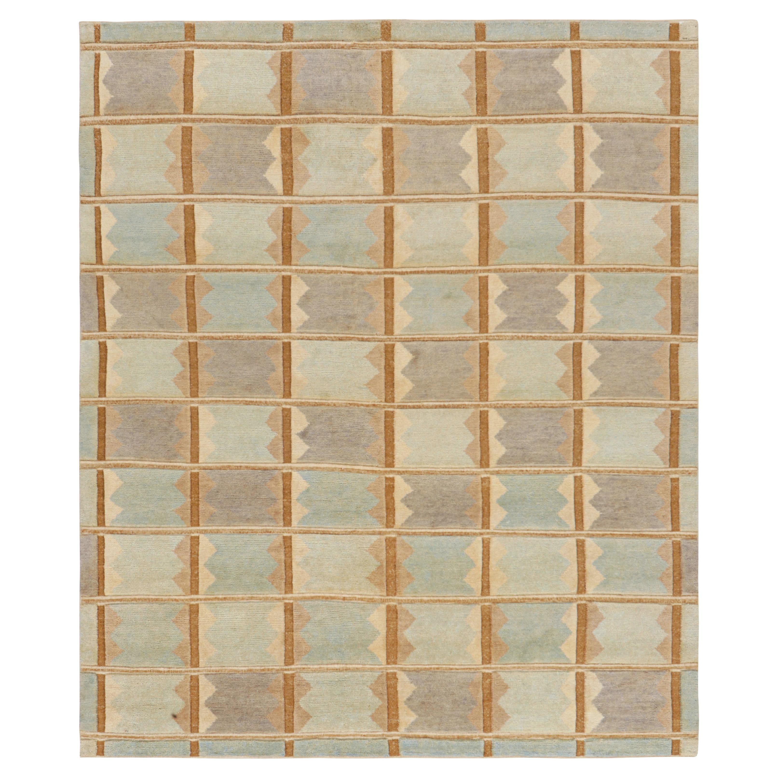 Tappeto in stile scandinavo Rug & Kilim con motivo geometrico blu-beige-marrone crema