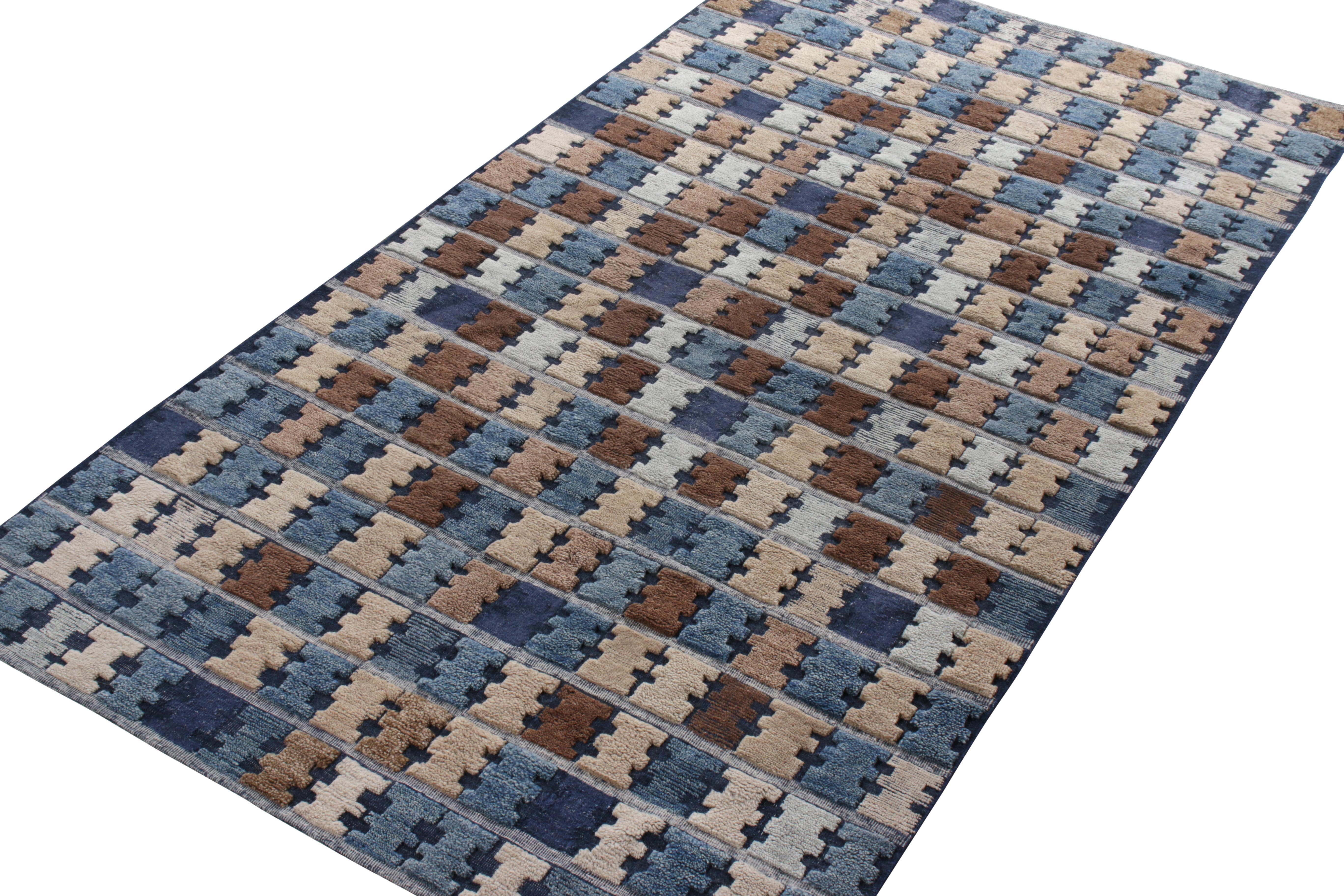 Rug & Kilim presents this fabulous pile addition to the team’s acclaimed Scandinavian rug collection. This 5x10 piece is an example of fine Swedish sensibilities entwined in contemporary aesthetics and textural possibilities. Marked by a neat