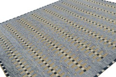 Rug & Kilim's Teppich im skandinavischen Stil in Blau, Beige-Braun mit geometrischen Mustern