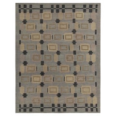 Rug 
Kilim
s Teppich im skandinavischen Stil in Blau 
 Beige-Braun Geometrische Muster