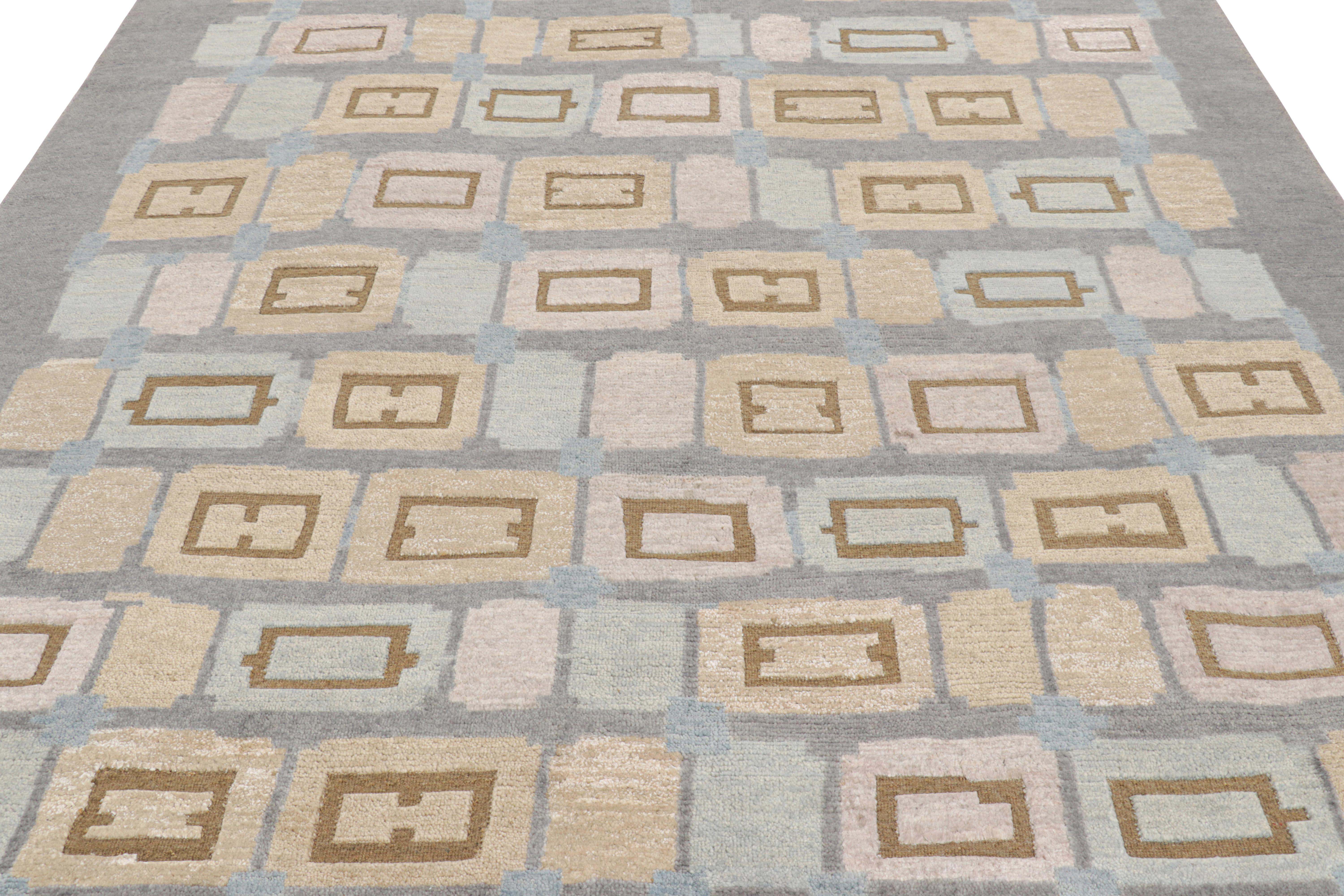 Anudada a mano en lana, esta alfombra sueca de 8x10 de nuestra textura 