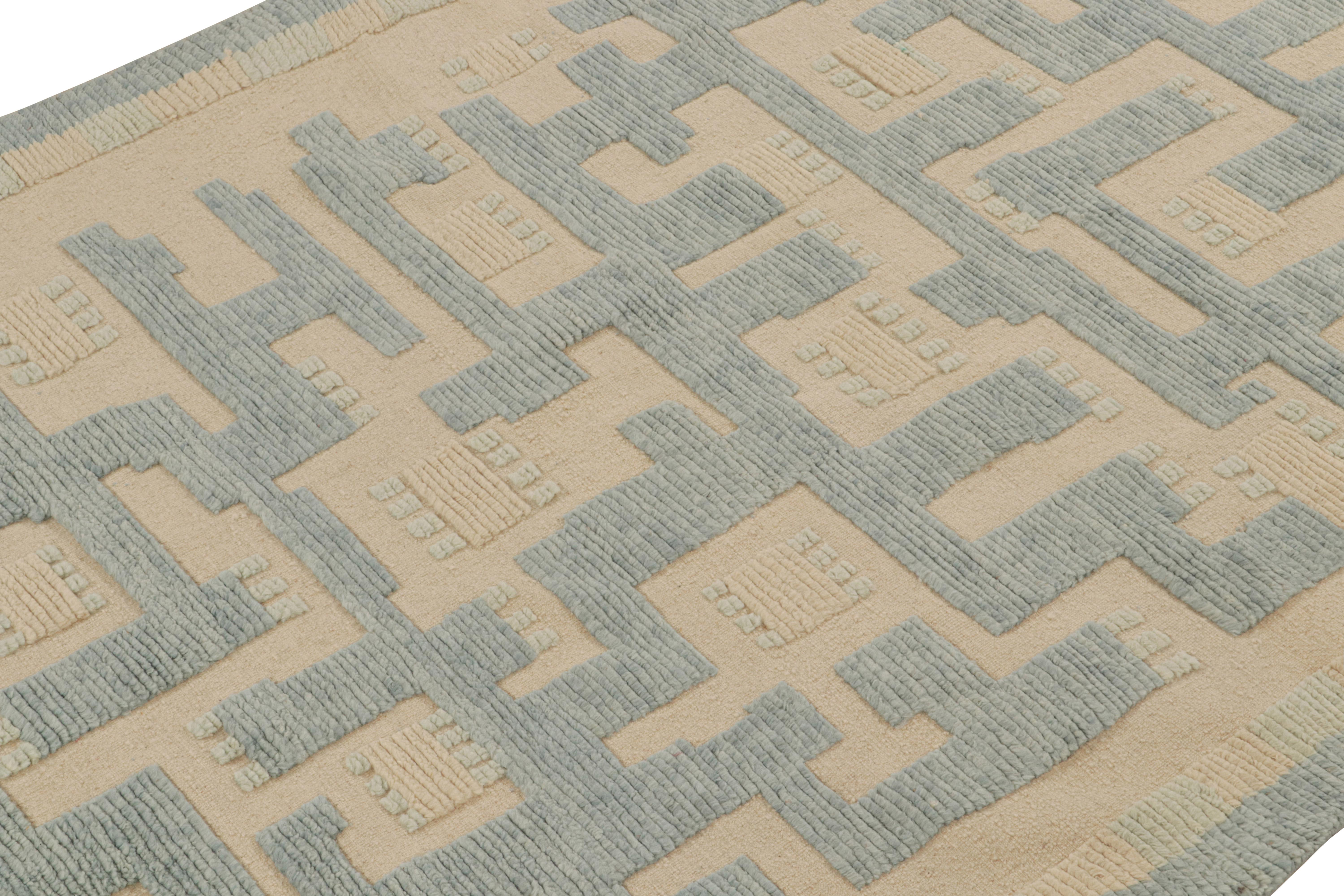 Alfombra de estilo escandinavo de Rug & Kilim con motivos geométricos en azul y beige Indio en venta