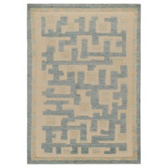 Rug 
Kilim
s Teppich im skandinavischen Stil in Blau und Beige mit geometrischen Mustern