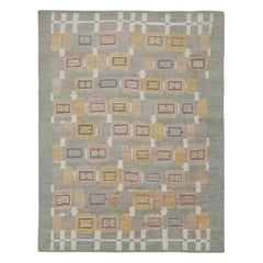 Tapis de style scandinave de Rug & Kilim à motifs bleus, bruns, dorés et gris