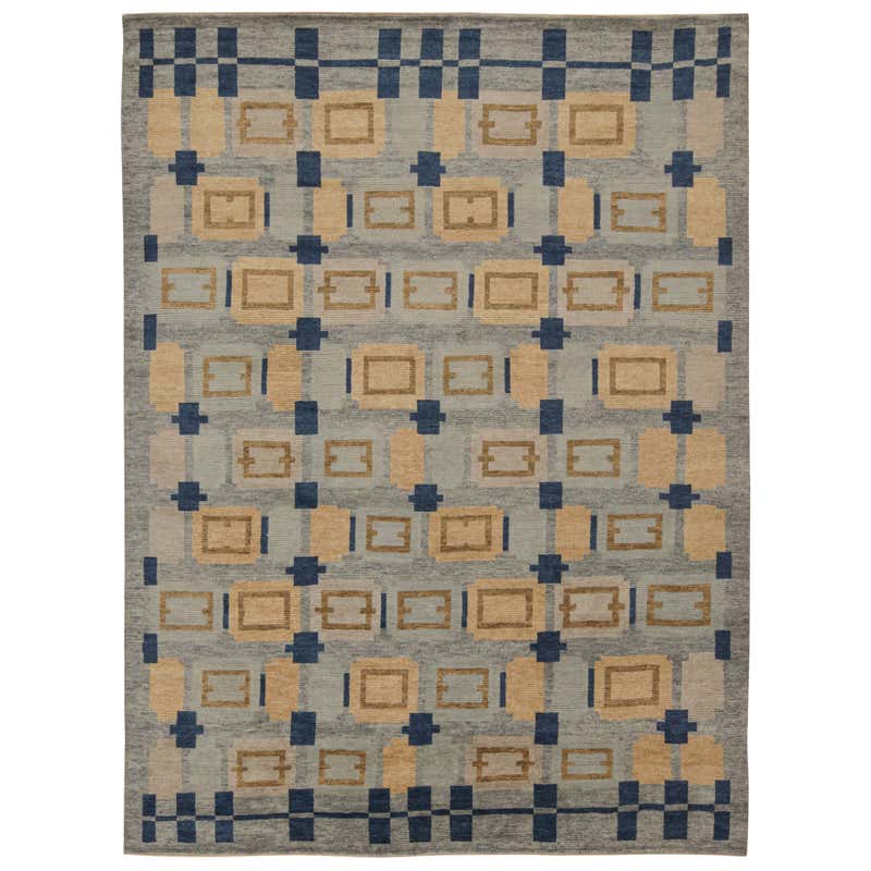Rug and Kilim’s Scandinavian Style Rug in Blue, Brown and Gray ...
