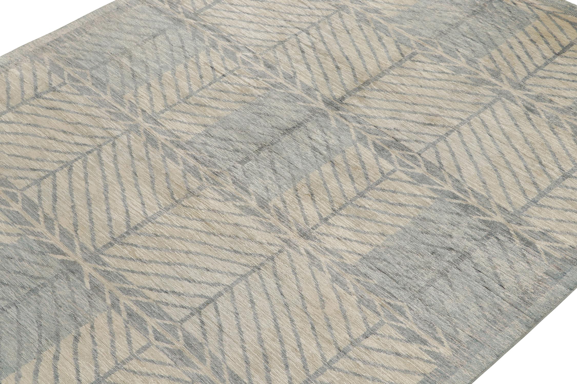 Teppich & Kilims Skandinavischer Stil Teppich in Blau, Grau mit geometrischem Muster (Indisch) im Angebot