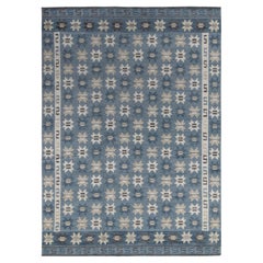 Rug & Kilim’s Scandinavian Style rug in Blue, Gray Geometric Pattern