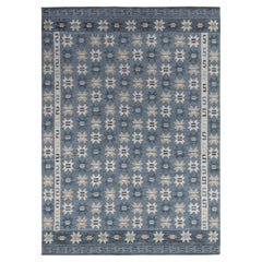 Rug & Kilim’s Scandinavian Style rug in Blue, Gray Geometric Pattern