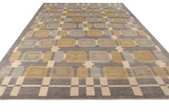 Rug & Kilim’s Scandinavian Style Rug in Blue-Gray High-Low Geometric Pattern