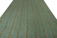 Rug & Kilim’s Scandinavian Style Rug in Blue Green Striped Pattern 1x1 Sample