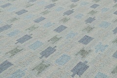 Rug & Kilim’s Scandinavian Style Rug in Blue Tones with Geometric Patterns