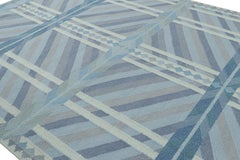 Rug & Kilim’s Scandinavian Style Rug in Blue Tones with Geometric Patterns